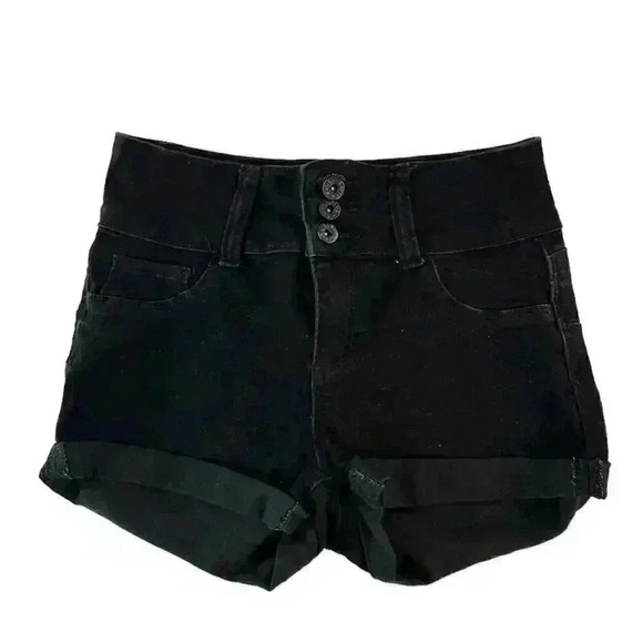 BLUE SAVVY BLACK HIGH RISE BUTTON ZIP CLOSURE ROLL UP HEM SIZE 7/28 - Picture 7 of 8